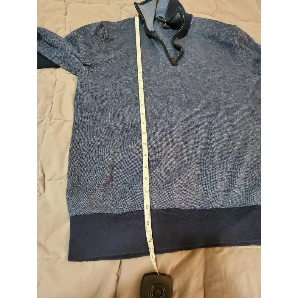 Banana Republic Men’s M Half Zip Sweater Blue Cotton Cashmere Pullover